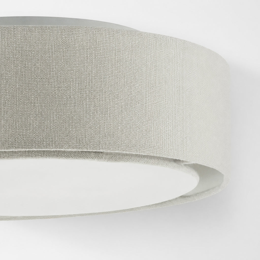 Senna Round Linen Flush Ceiling Light — Dove Grey