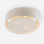 Senna Round Linen Flush Ceiling Light — Dove Grey