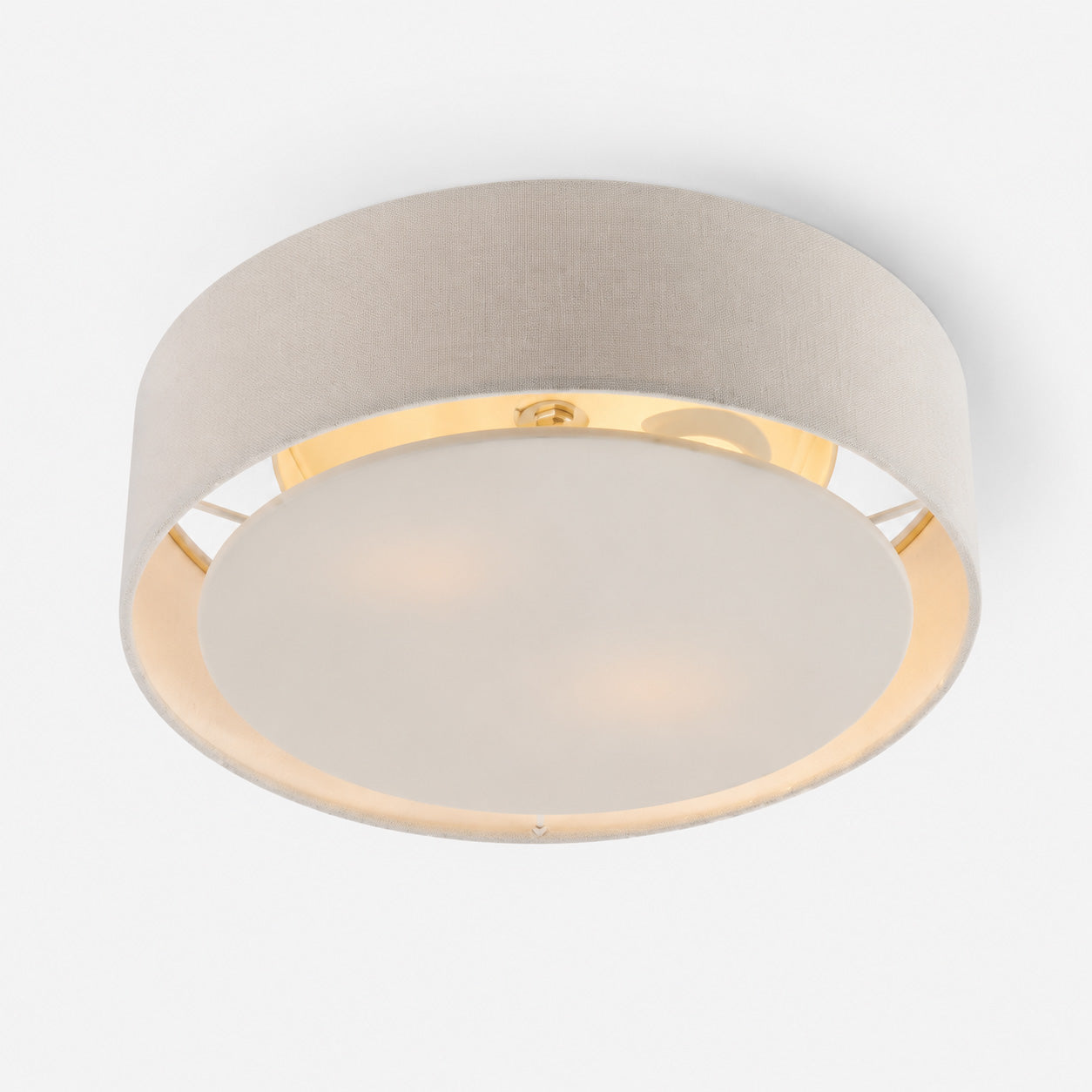 Senna Round Linen Flush Ceiling Light — Dove Grey