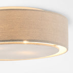 Senna Round Linen Flush Ceiling Light — Dove Grey