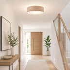 Senna Round Linen Flush Ceiling Light — Dove Grey