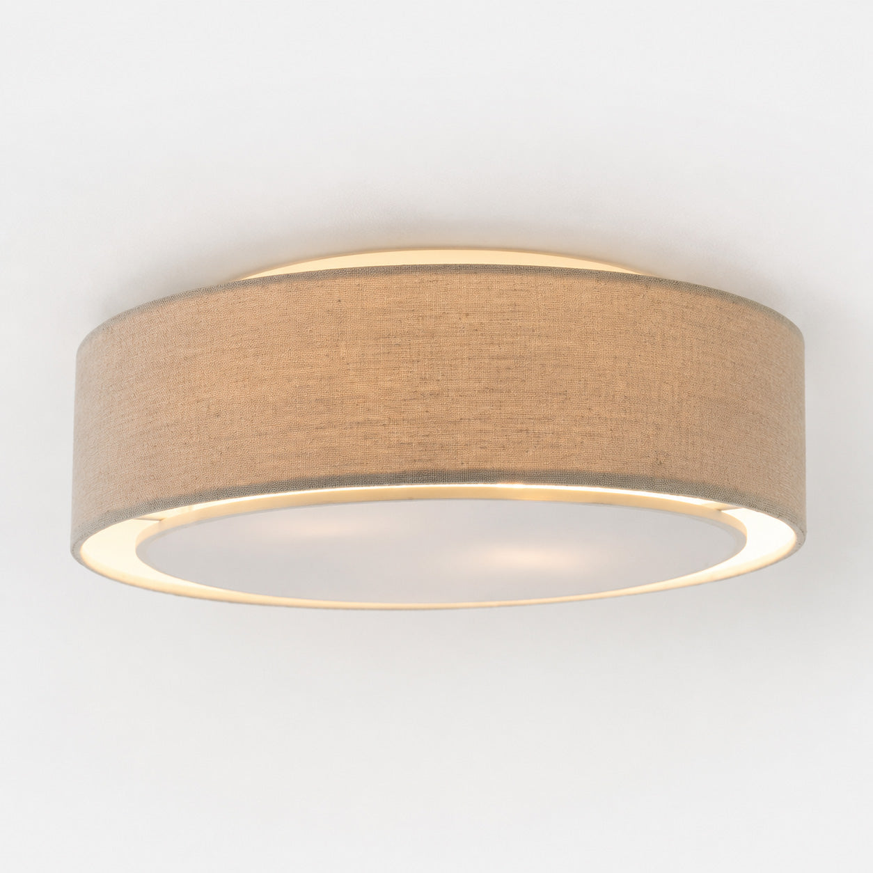 Senna Round Linen Flush Ceiling Light — Dove Grey