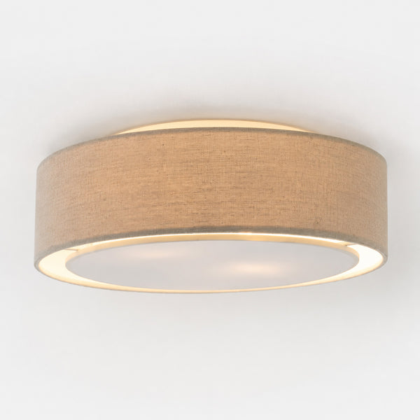 Senna Round Linen Flush Ceiling Light — Dove Grey