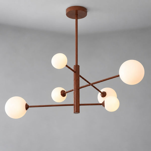 Sesto Six-Light Ceiling Light — Brown & Opal Glass