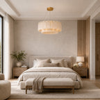 Solara Alabaster Ring Chandelier — Antique Brass