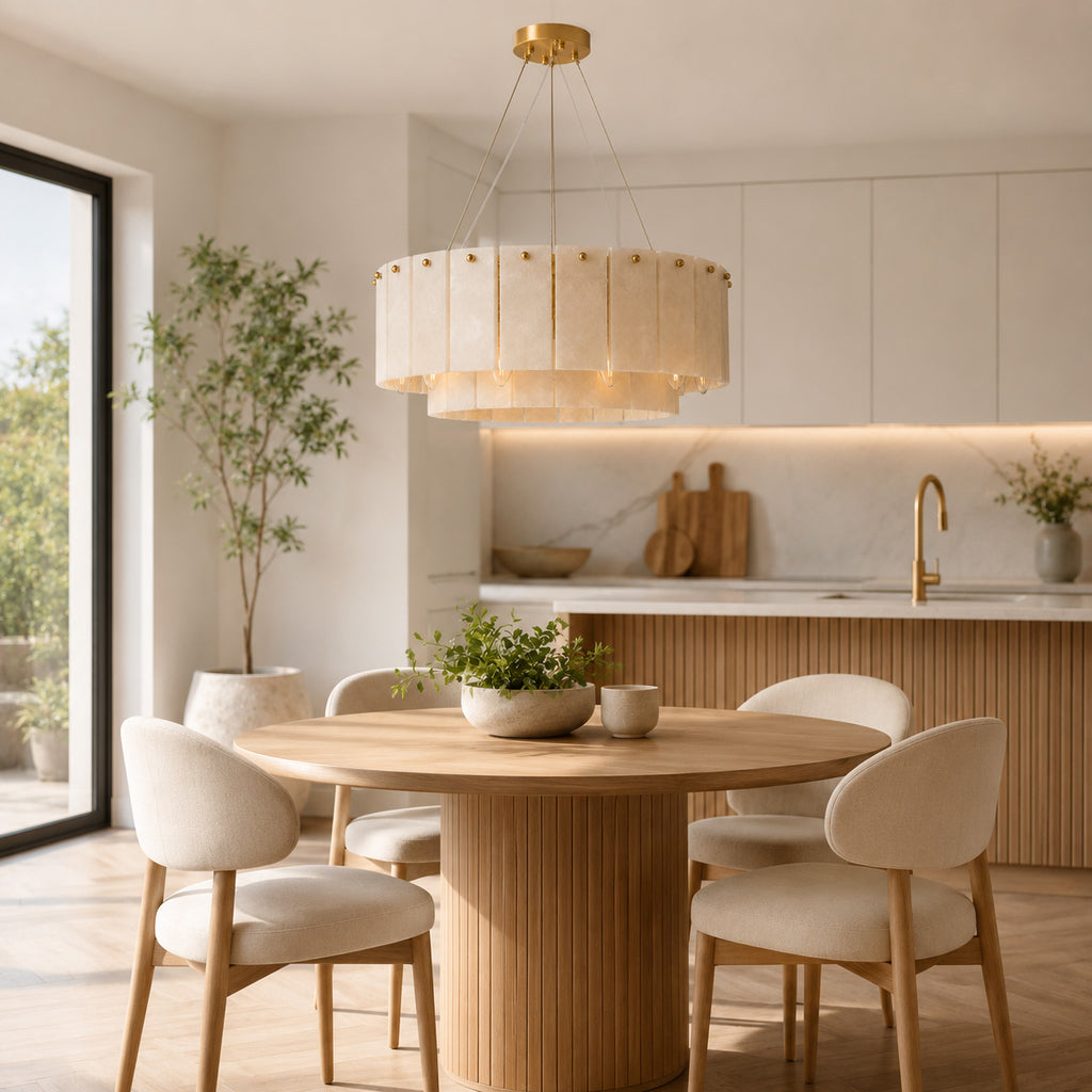 Solara Alabaster Ring Chandelier — Satin Brass