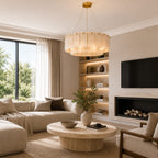 Solara Alabaster Ring Chandelier — Satin Brass