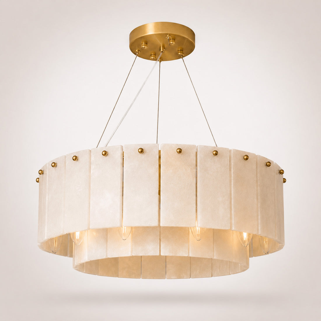 Solara Alabaster Ring Chandelier — Satin Brass detail