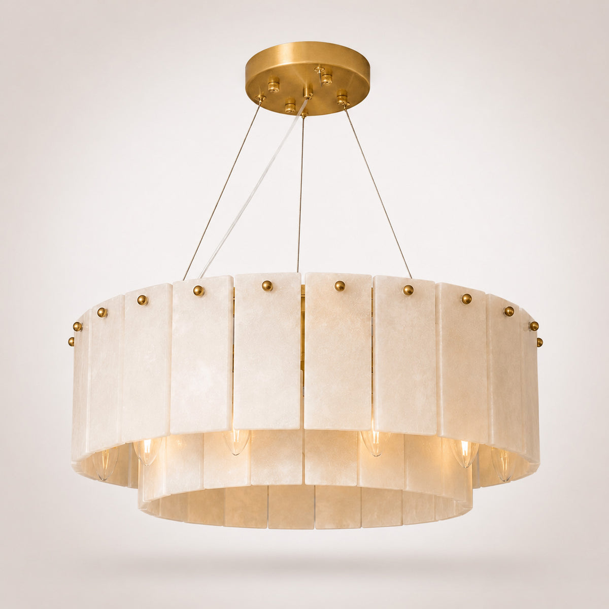Solara Alabaster Ring Chandelier — Satin Brass