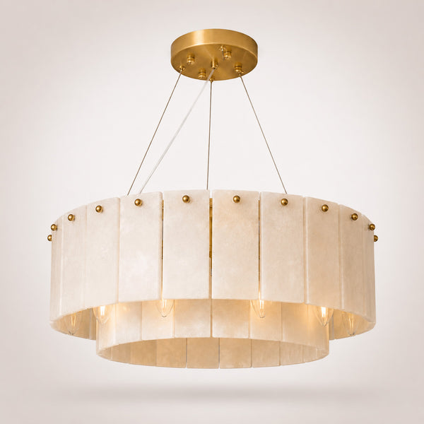 Solara Alabaster Ring Chandelier — Satin Brass