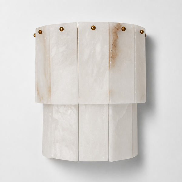 Solara Alabaster Wall Sconce — Satin Brass