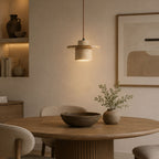 Sora Cylindrical Pendant Light — Wood, Natural Stone