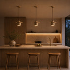 Sora Cylindrical Pendant Light — Wood, Natural Stone