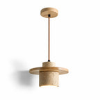 Sora Cylindrical Pendant Light — Wood, Natural Stone