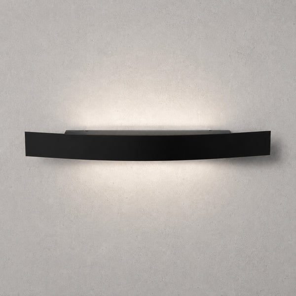 Spoiler curved LED wall light in matt black washing light up and down