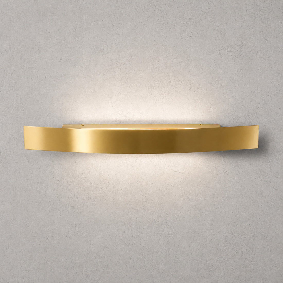 Spoiler curved LED wall light in satin gold washing light up and down