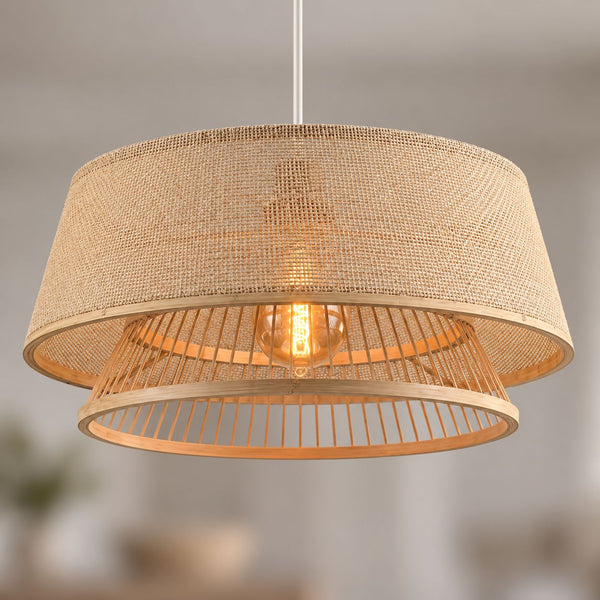 Tamo Woven Bamboo Pendant Light — Natural, 50 cm