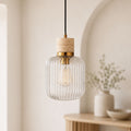 Taverna Ribbed Glass Pendant Light — Travertine & Vintage Brass