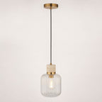 Taverna Ribbed Glass Pendant Light — Travertine & Vintage Brass