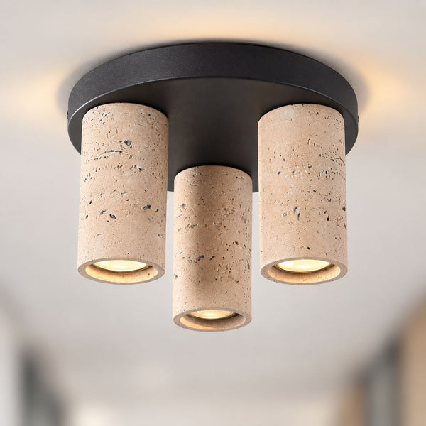 Tavo Triple Spot Ceiling Light — Travertine Look