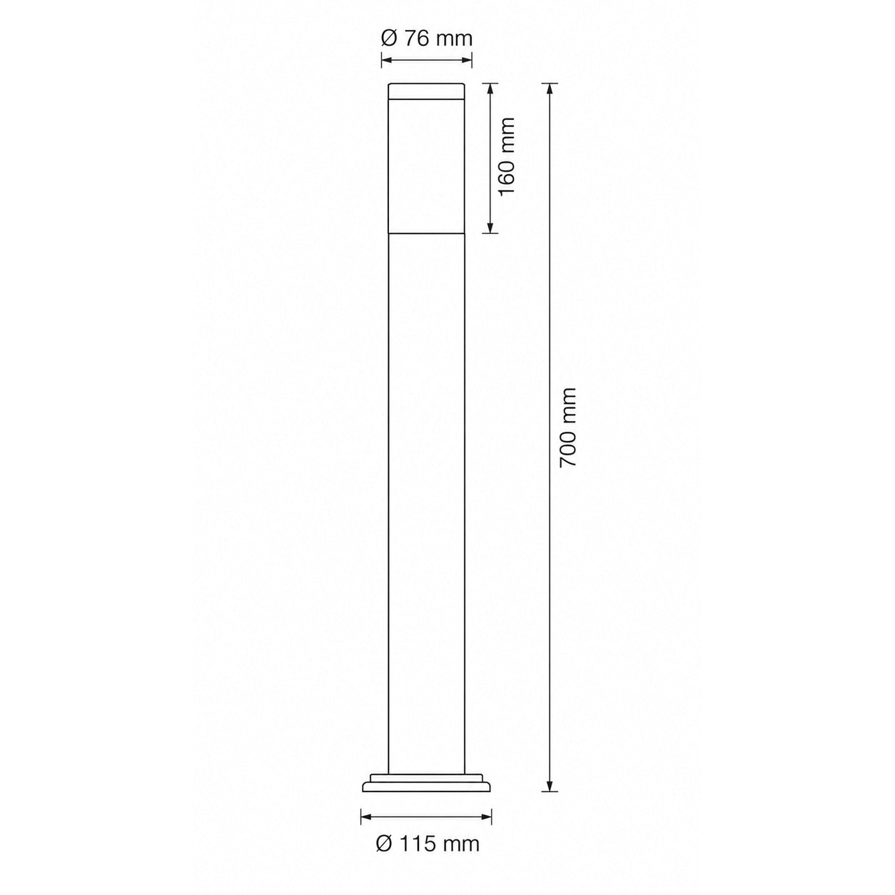 Tokyo Outdoor Path Light — White, 70cm dimensions