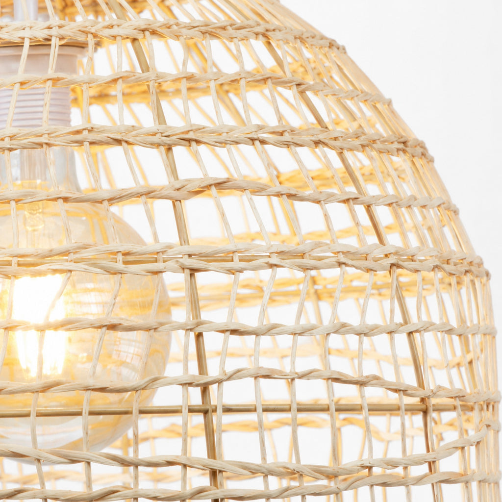 Tuzo Rattan & Metal Pendant Light — Natural Woven, 45cm