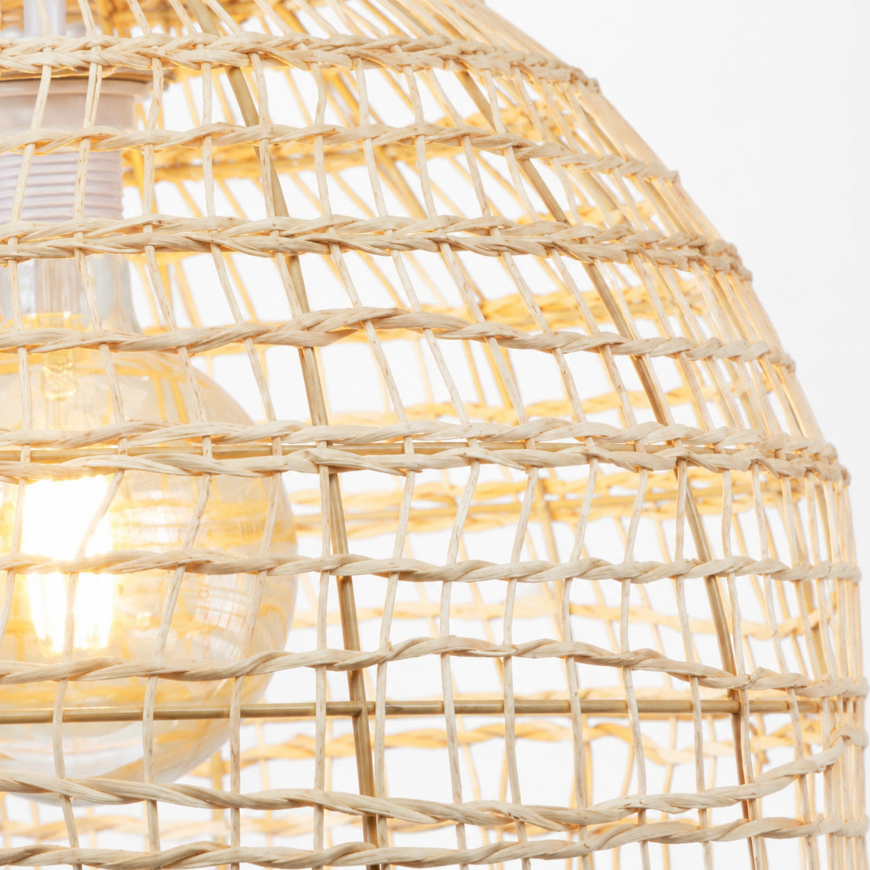 Tuzo Rattan & Metal Pendant Light — Natural Woven, 45cm