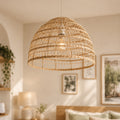 Tuzo Rattan & Metal Pendant Light — Natural Woven, 45cm