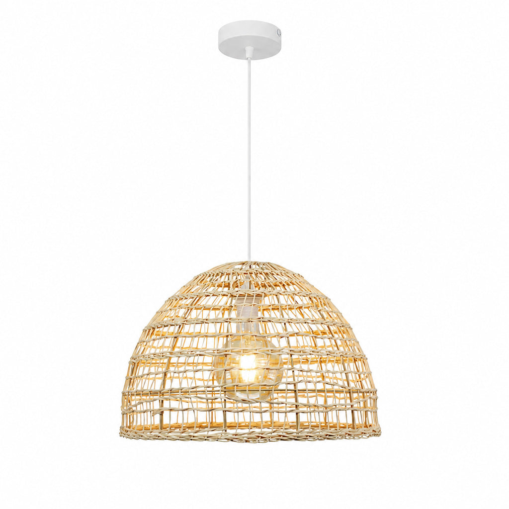 Tuzo Rattan & Metal Pendant Light — Natural Woven, 45cm