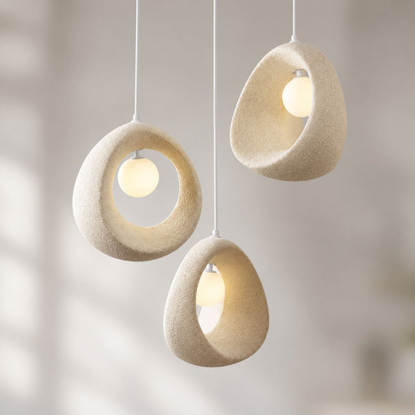 Umi Stone-Effect LED Pendant Light — 3 Lights, Cluster