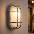 Vardo Outdoor Bulkhead Wall Light — Glass, Polished Steel