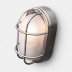 Vardo Outdoor Bulkhead Wall Light — Glass, Polished Steel