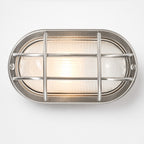 Vardo Outdoor Bulkhead Wall Light — Glass, Polished Steel