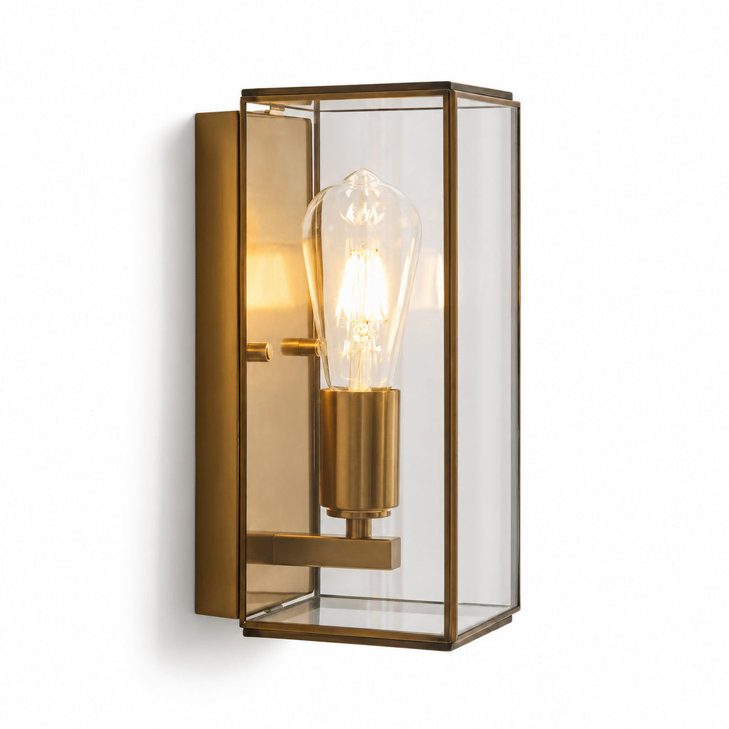 Varel Box Lantern Wall Light — Aged Brass