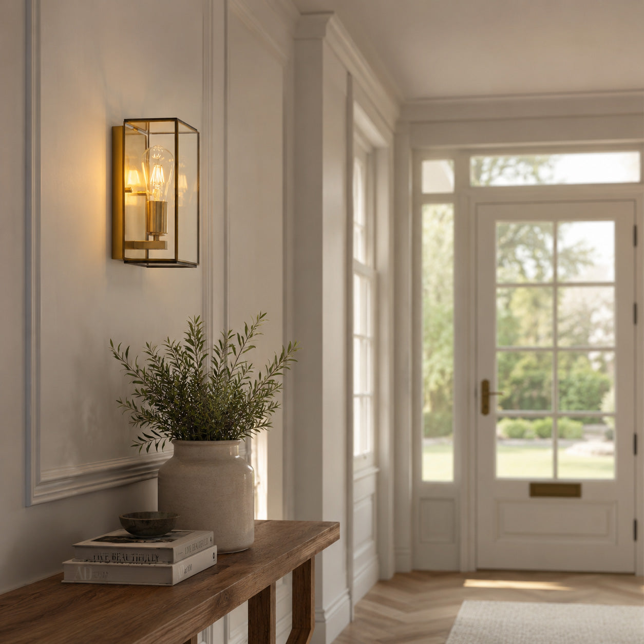 Varel Box Lantern Wall Light — Aged Brass