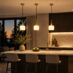 Vela Alabaster Pendant Light — Satin Brass