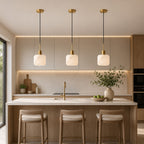 Vela Alabaster Pendant Light — Satin Brass