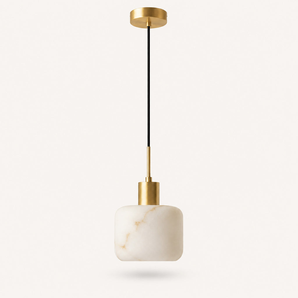 Vela Alabaster Pendant Light — Satin Brass