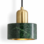 Verano Cylindrical Pendant Light — Marble Green / Brass