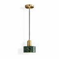 Verano Cylindrical Pendant Light — Marble Green / Brass