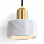 Verano Cylindrical Pendant Light — Marble White / Brass