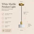 Verano Cylindrical Pendant Light — Marble White / Brass
