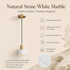 Verano Cylindrical Pendant Light — Marble White / Brass