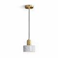 Verano Cylindrical Pendant Light — Marble White / Brass