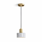Verano Cylindrical Pendant Light — Marble White / Brass