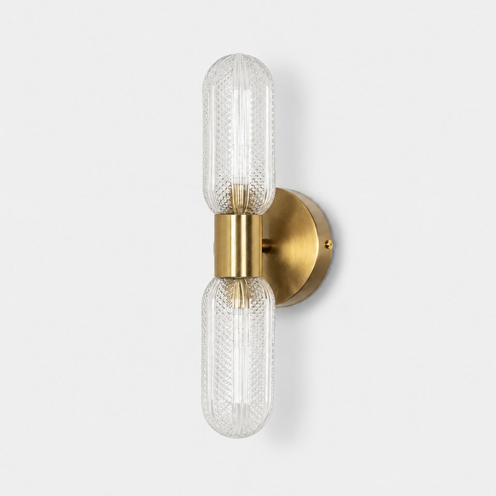 Verona Up Down Wall Sconce — Glass, Antique Brass