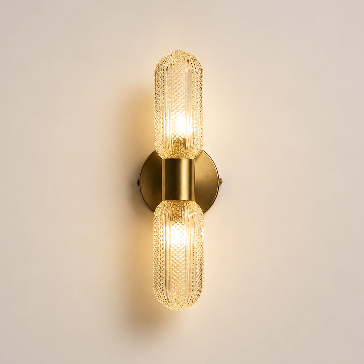 Verona Up Down Wall Sconce — Glass, Antique Brass