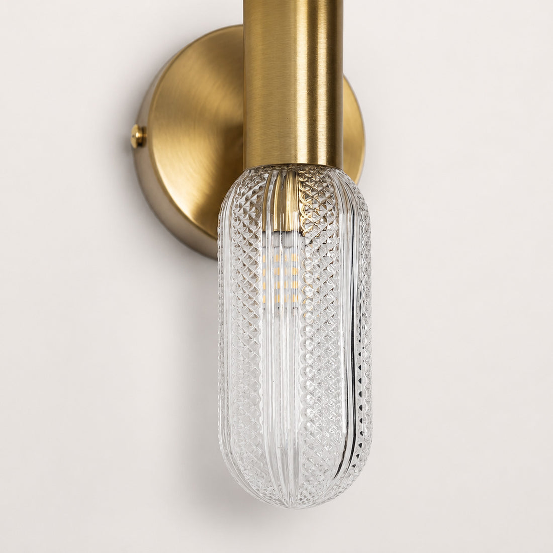 Verona Up Down Wall Sconce — Glass, Antique Brass detail