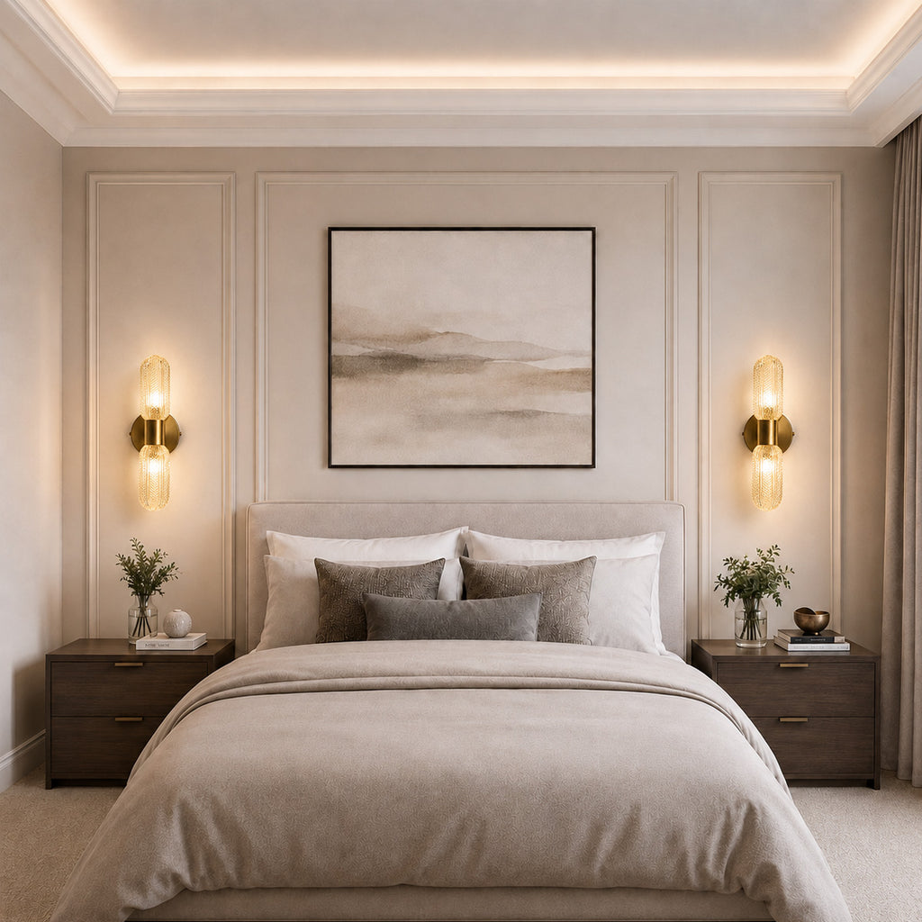 Verona Up Down Wall Sconce — Glass, Antique Brass