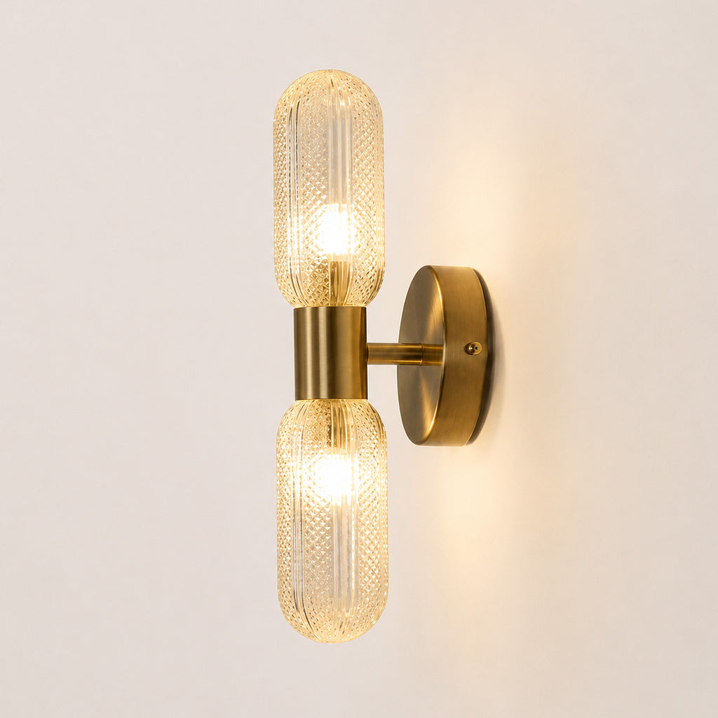 Verona Up Down Wall Sconce — Glass, Antique Brass